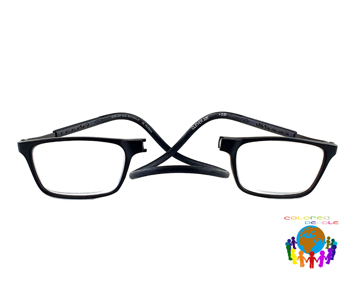 COLORED PEOPLE CLEVER BLACK BLUE CONTROL PRESBYOPIA READY-MADE GLASSES WITH MAGNET ON THE NOSE